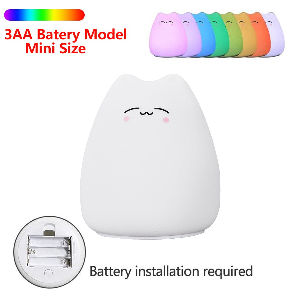Luminária de Silicone Touch LED Gatinho para Bebês e Crianças - C
