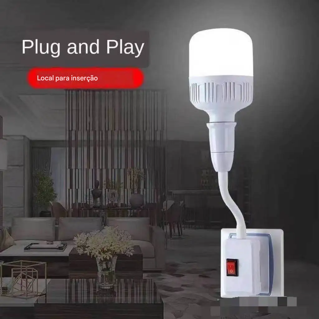 Extensor Flexível de Soquete E27 com Base Giratória para Lâmpadas LED