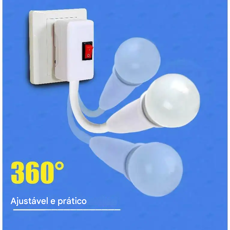 Extensor Flexível de Soquete E27 com Base Giratória para Lâmpadas LED