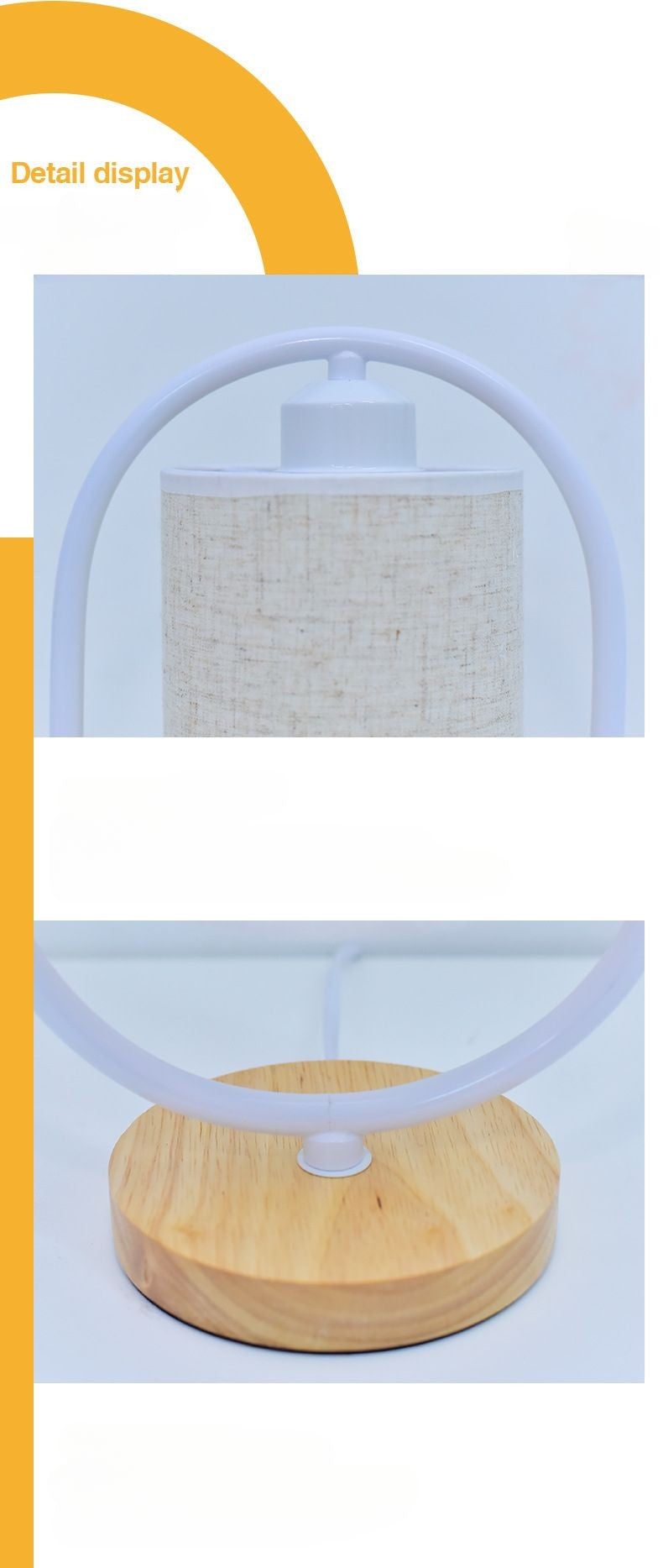 Luminária de Mesa Nórdica com Madeira de Bambu e Tecido