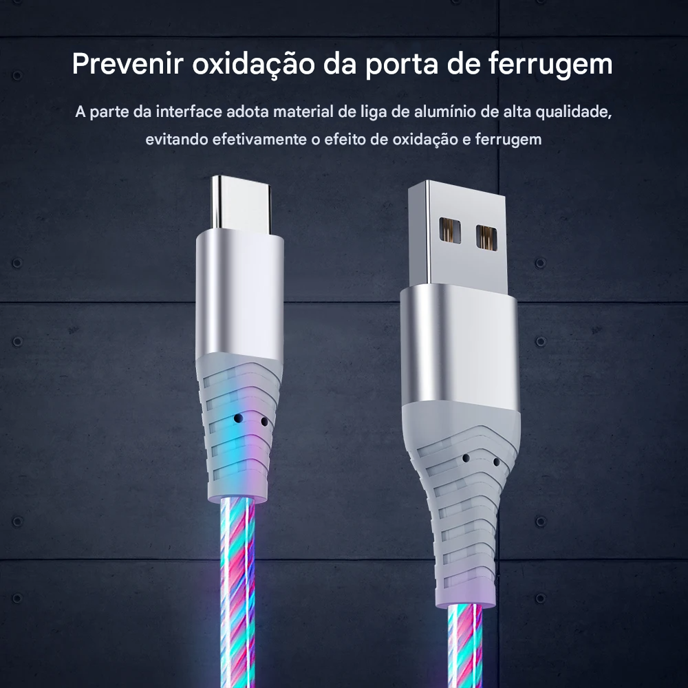 Cabo USB LED Fluorescente de Carregamento Rápido Vários Modelos