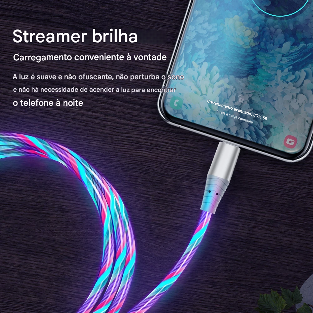 Cabo USB LED Fluorescente de Carregamento Rápido Vários Modelos