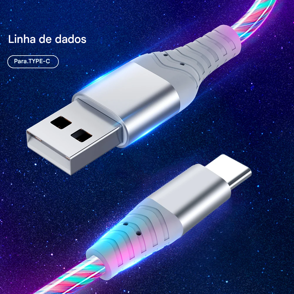 Cabo USB LED Fluorescente de Carregamento Rápido Vários Modelos