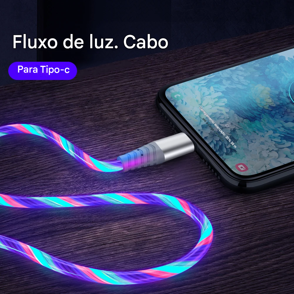 Cabo USB LED Fluorescente de Carregamento Rápido Vários Modelos