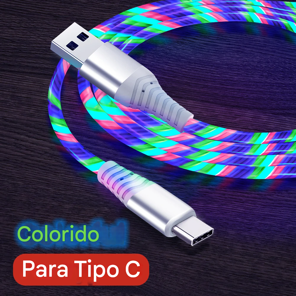 Cabo USB LED Fluorescente de Carregamento Rápido Vários Modelos