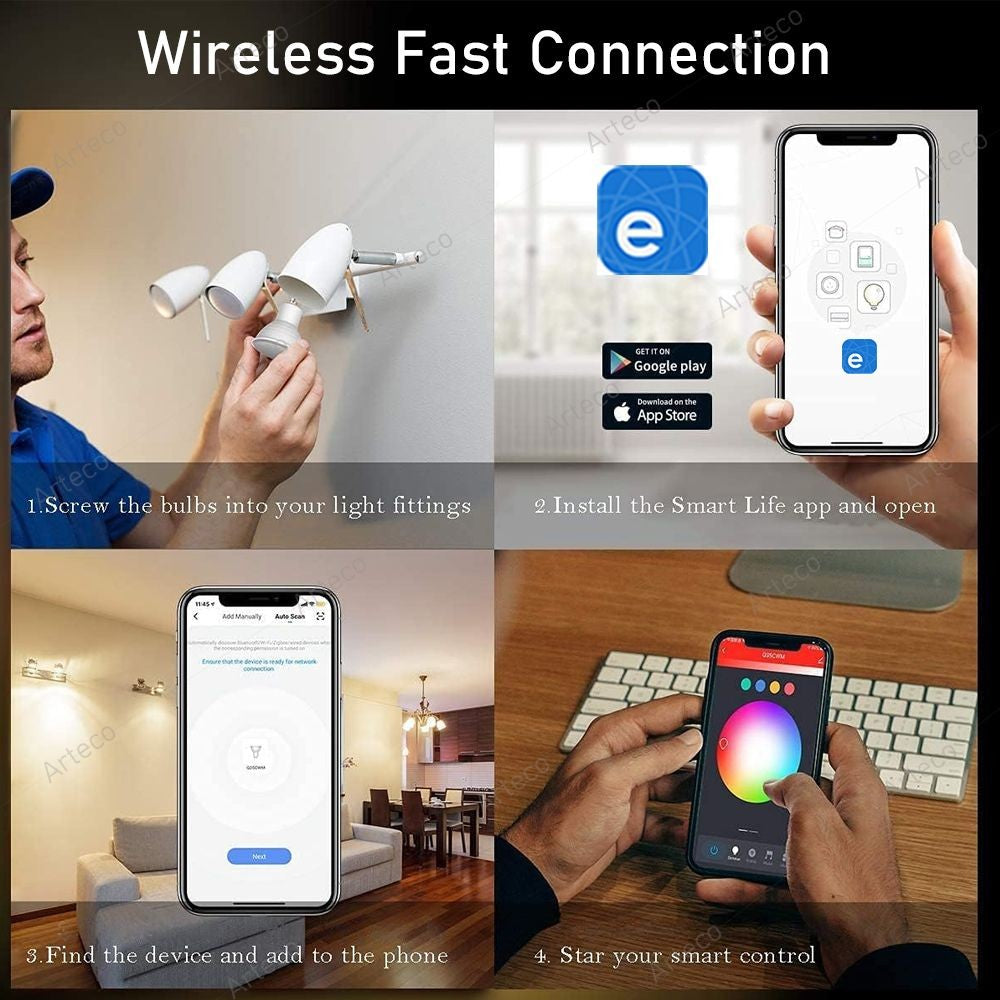 Lâmpada LED Inteligente com Controle via App Google e Alexa