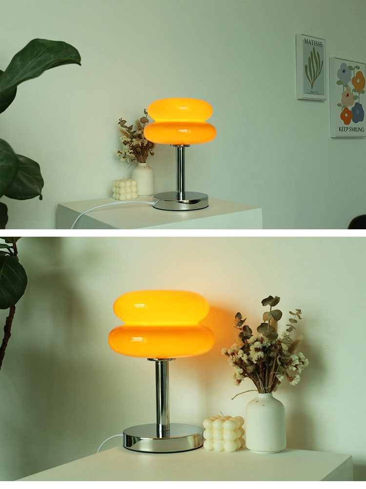 Abajur de Mesa de Vidro Macaron com Ajuste Tri Cromático e Proteção Ocular