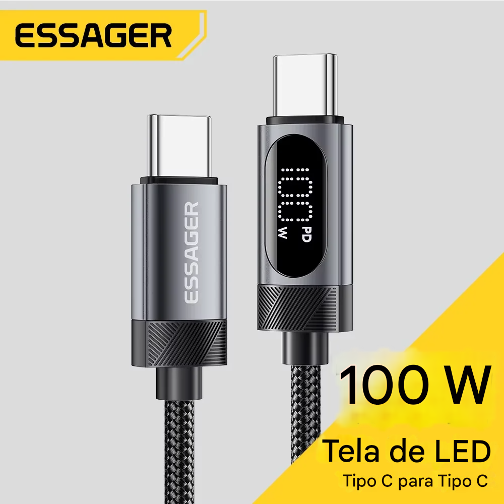 Cabo USB-C com Display 100W com Carregamento Rápido