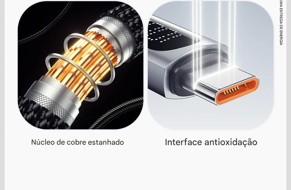 Cabo USB-C com Display 100W com Carregamento Rápido