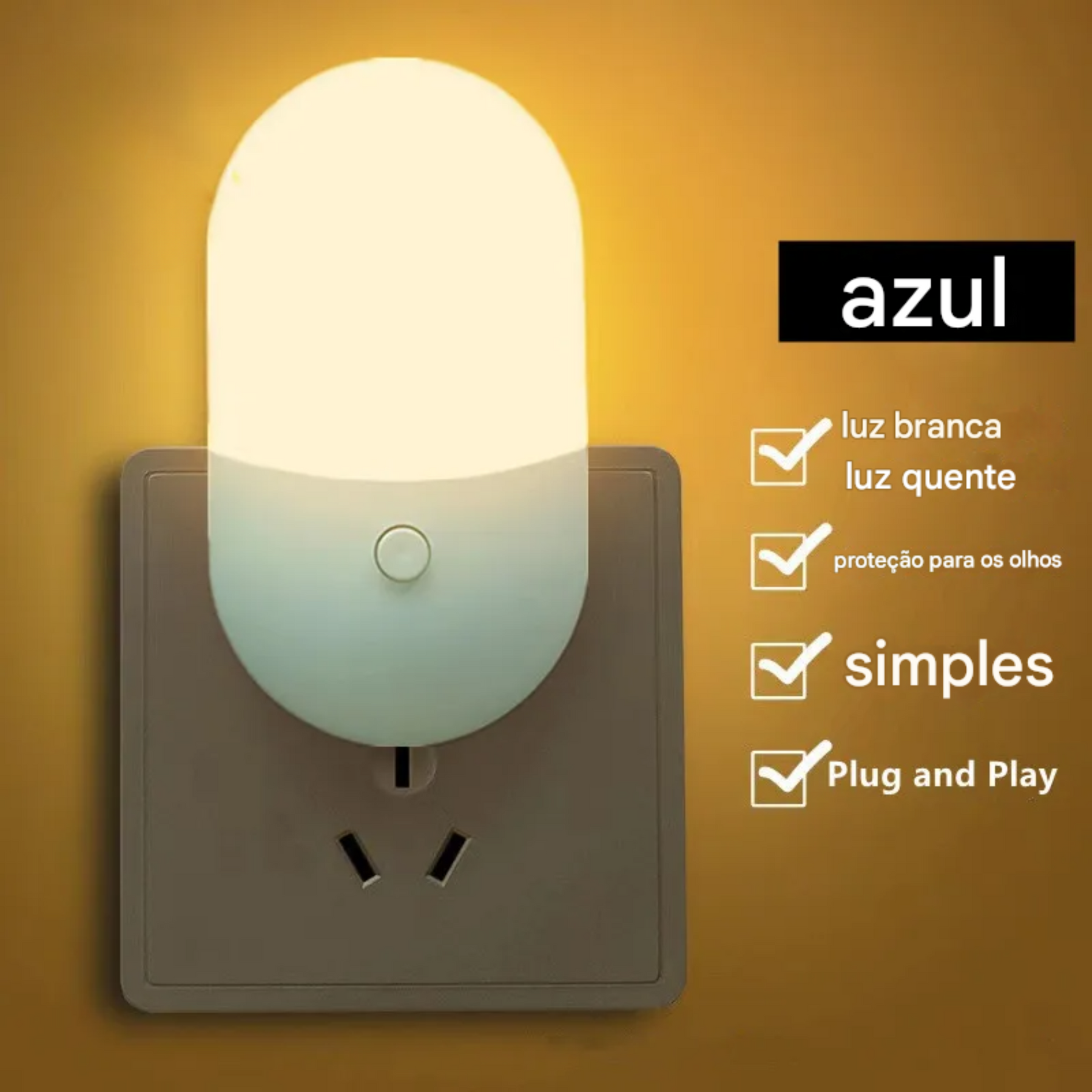 Luz Noturna LED de Tomada Para Ambientes Confortáveis