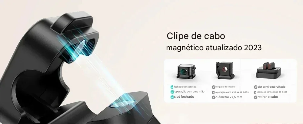 Organizador de Cabos com Clipe Magnético para Mesa e Escritório