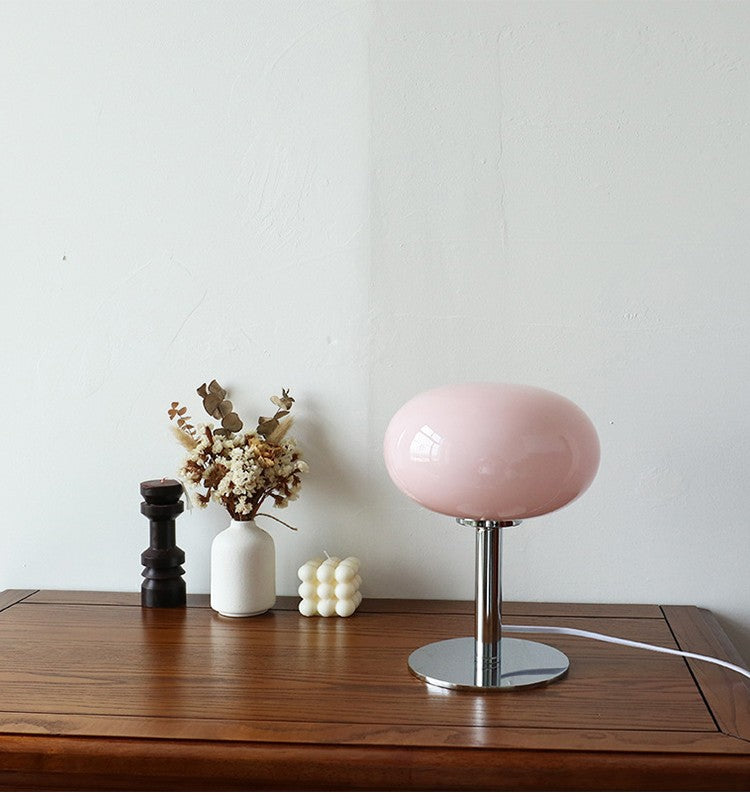 Abajur de Mesa de Vidro Macaron com Ajuste Tri Cromático e Proteção Ocular
