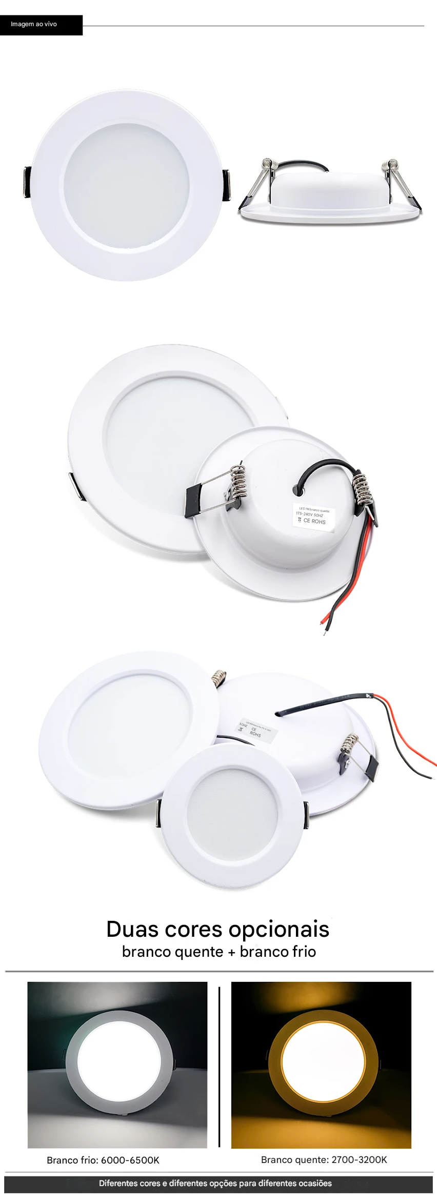 Spot LED Embutido Redondo 5W a 18W AC110V 220V