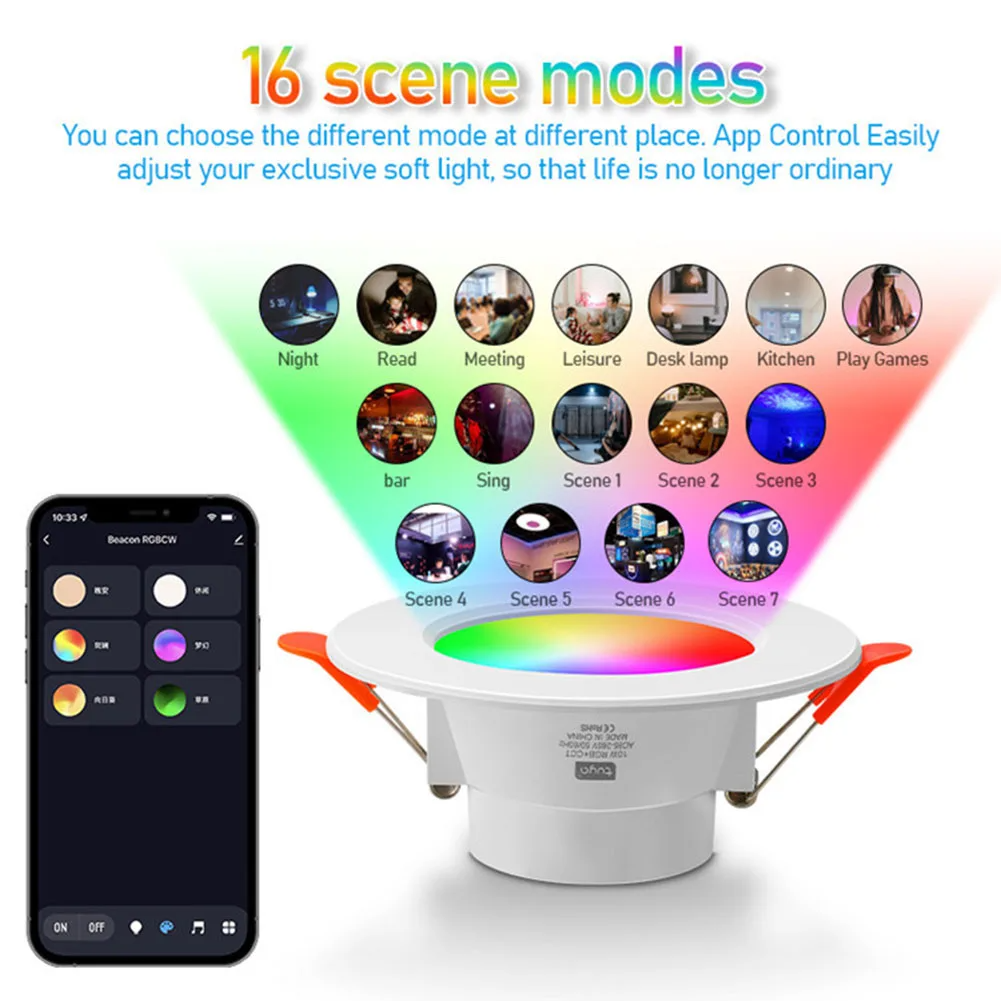 Kit 1-10 Spots de Luz LED Inteligente 10W RGB com Controle por App e Bluetoot