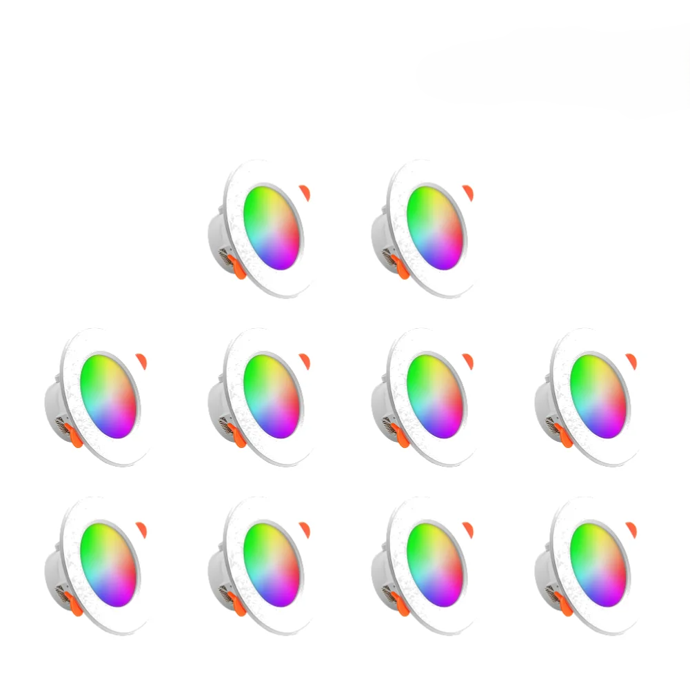 Kit 1-10 Spots de Luz LED Inteligente 10W RGB com Controle por App e Bluetoot