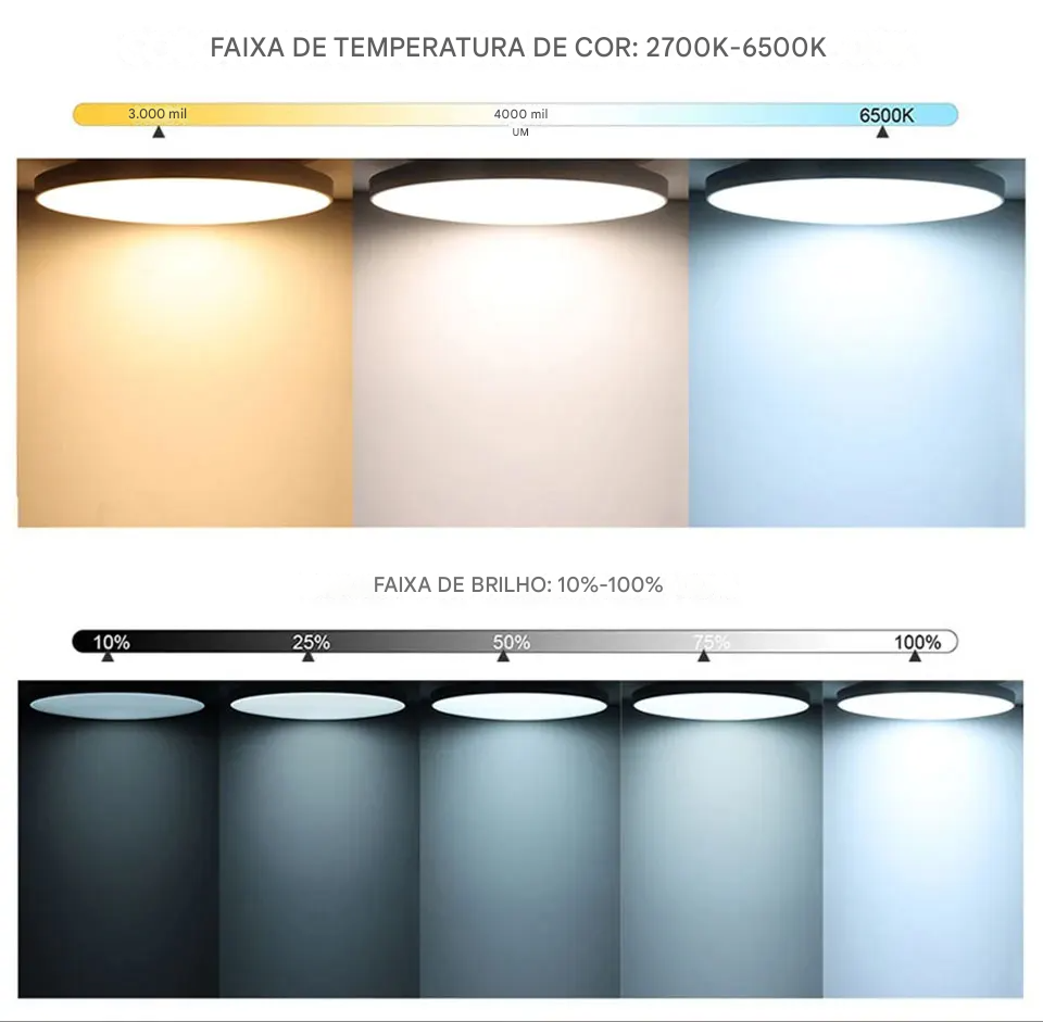 Luminária LED Plafon Inteligente Tuya Wi-Fi 24W 220V RGB com Controle por App Alex