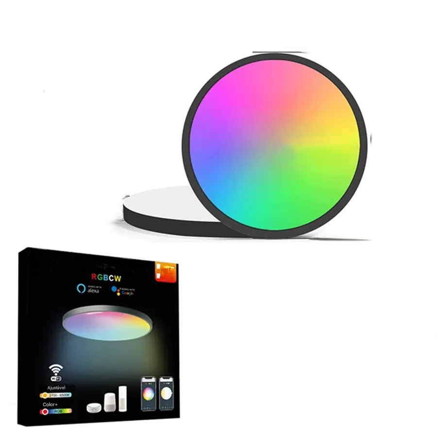 Luminária LED Plafon Inteligente Tuya Wi-Fi 24W 220V RGB com Controle por App Alex