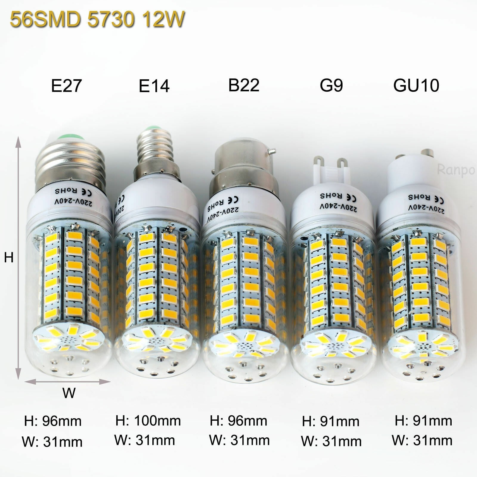 Lâmpada LED Tipo Milho 7W a 15W Super Brilhante