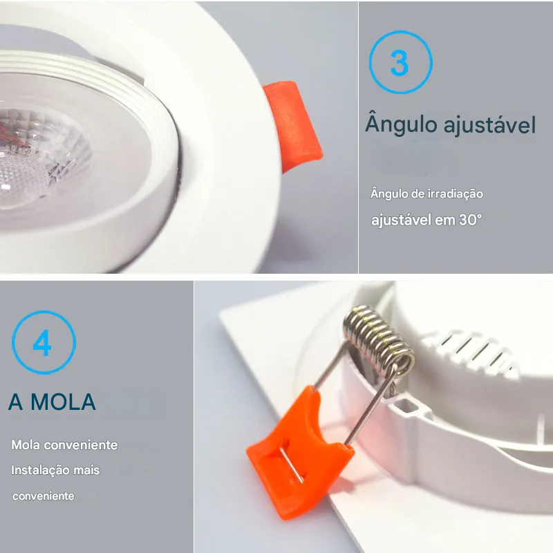 Spot LED Embutido com Ângulo Ajustável 3W a 12W Rotativo