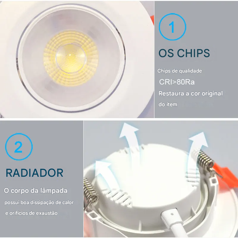Spot LED Embutido com Ângulo Ajustável 3W a 12W Rotativo