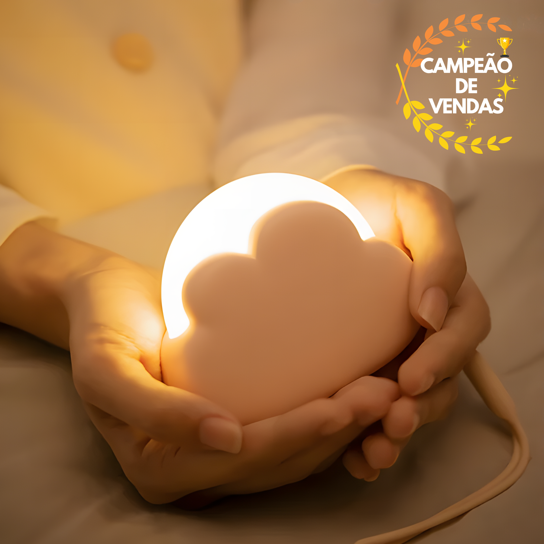 Luminária Mini Nuvem 4 Tons de Luz com Bateria Recarregável de 50hrs