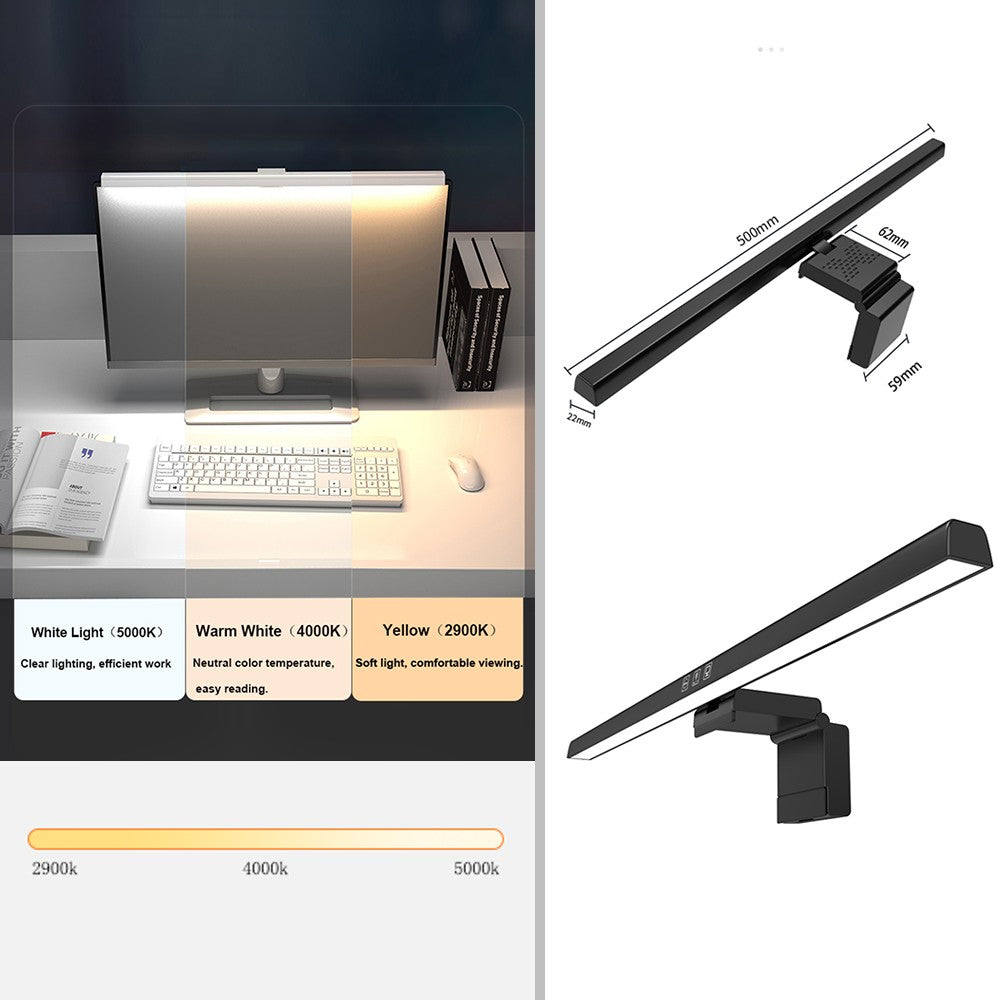 Luz de Tela Suspensa USB com Ajuste de Brilho Contínuo para Monitor