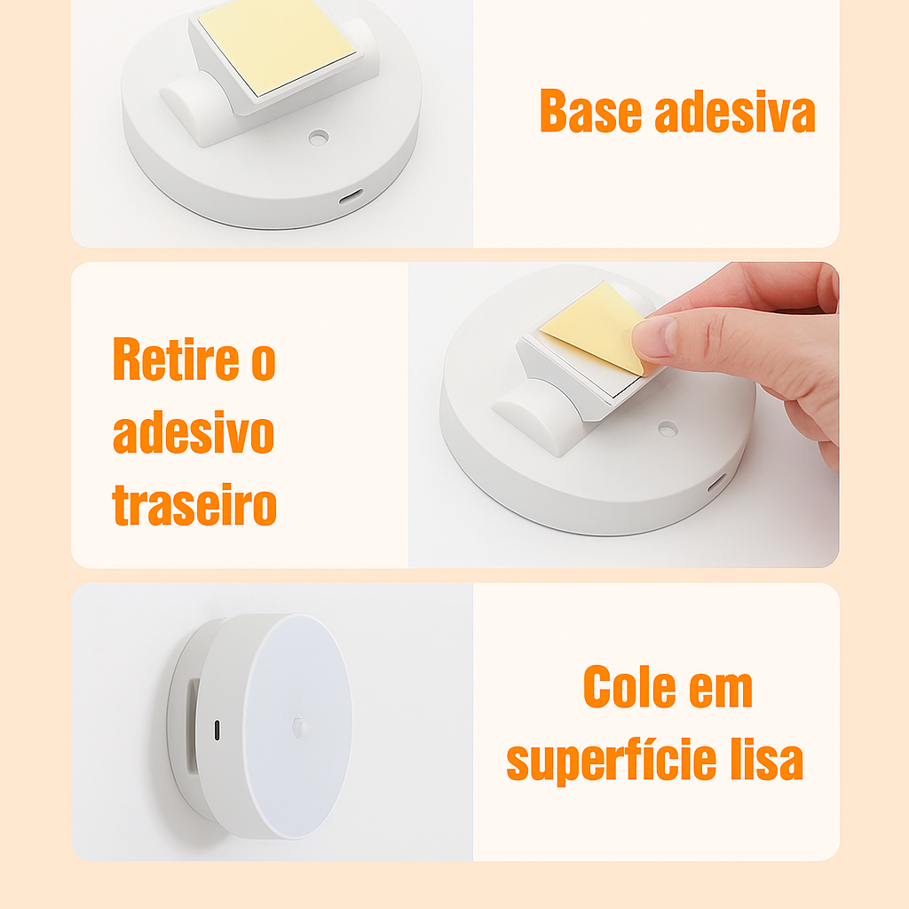 Luminária de Parede LED 360 com Sensor de Movimento Recarregável