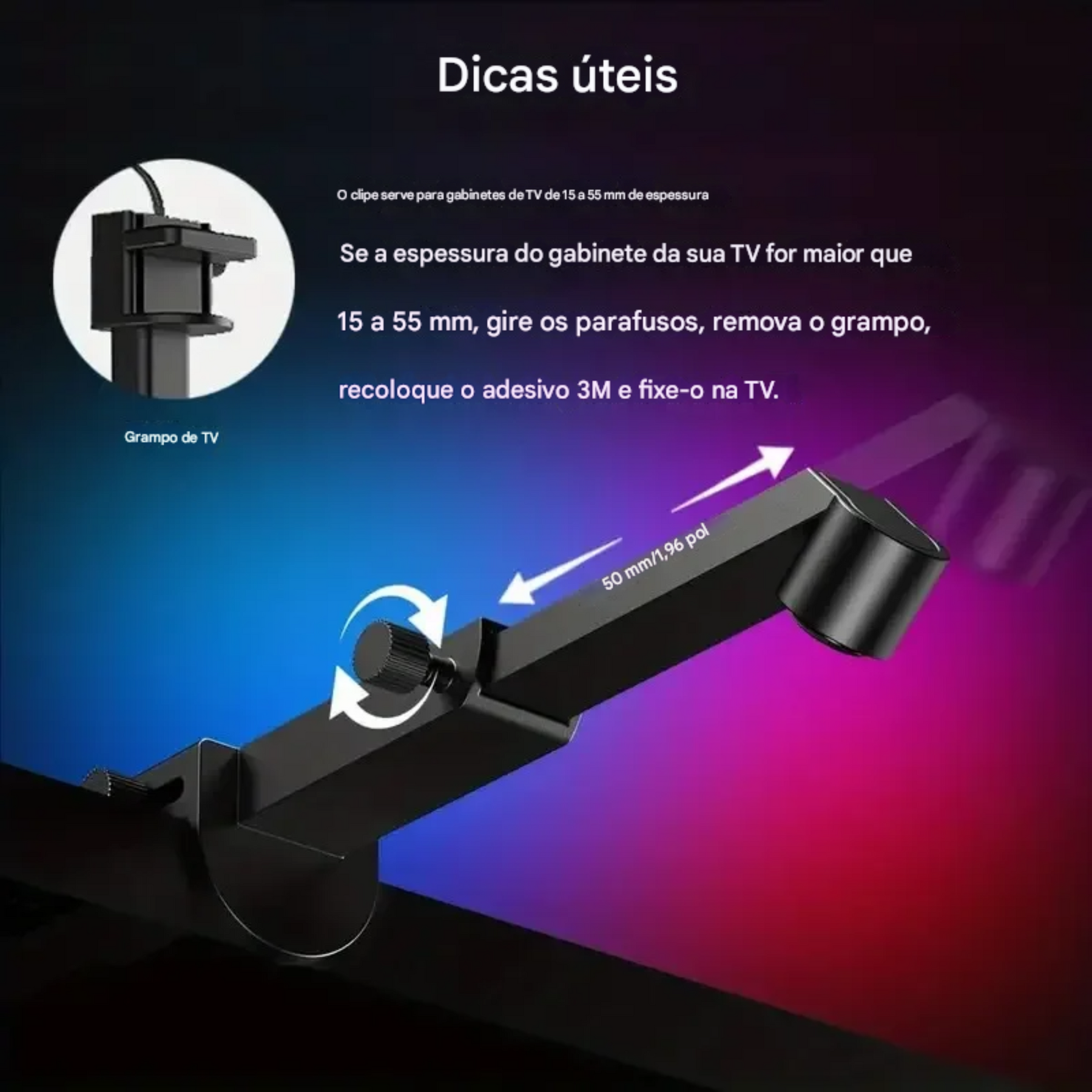 Fita de LED Imersiva e Dimensional para TV com Sensor de Captura de Cor e Sincronização de Música