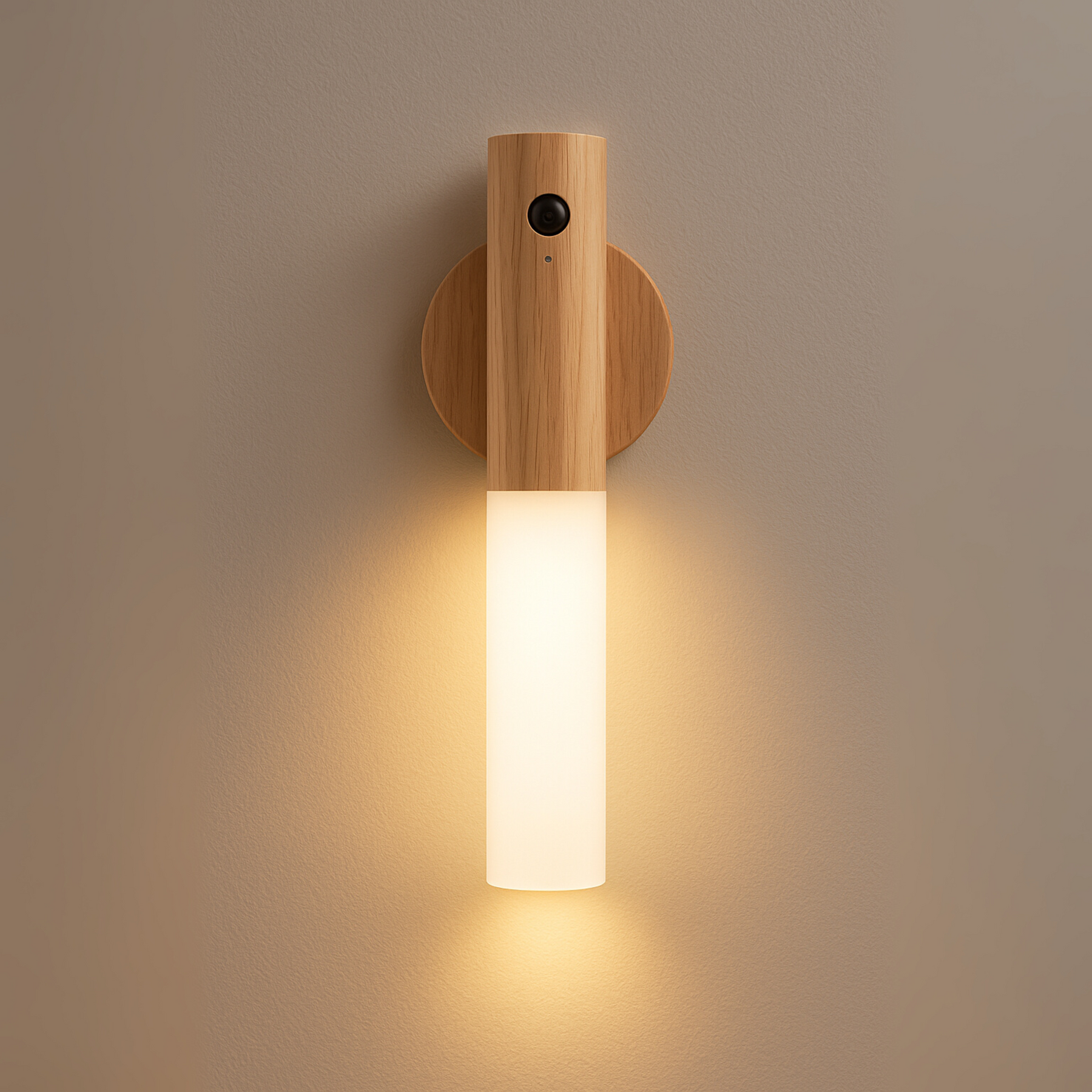 Luminária de Parede LED com Sensor Inteligente e Base de Madeira para Corredor Armário e Decoração