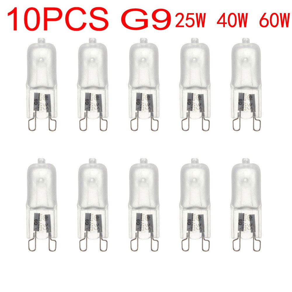 Kit 10 Lâmpadas Halógenas G9 25W a 60W Luz Quente 3000K 230V