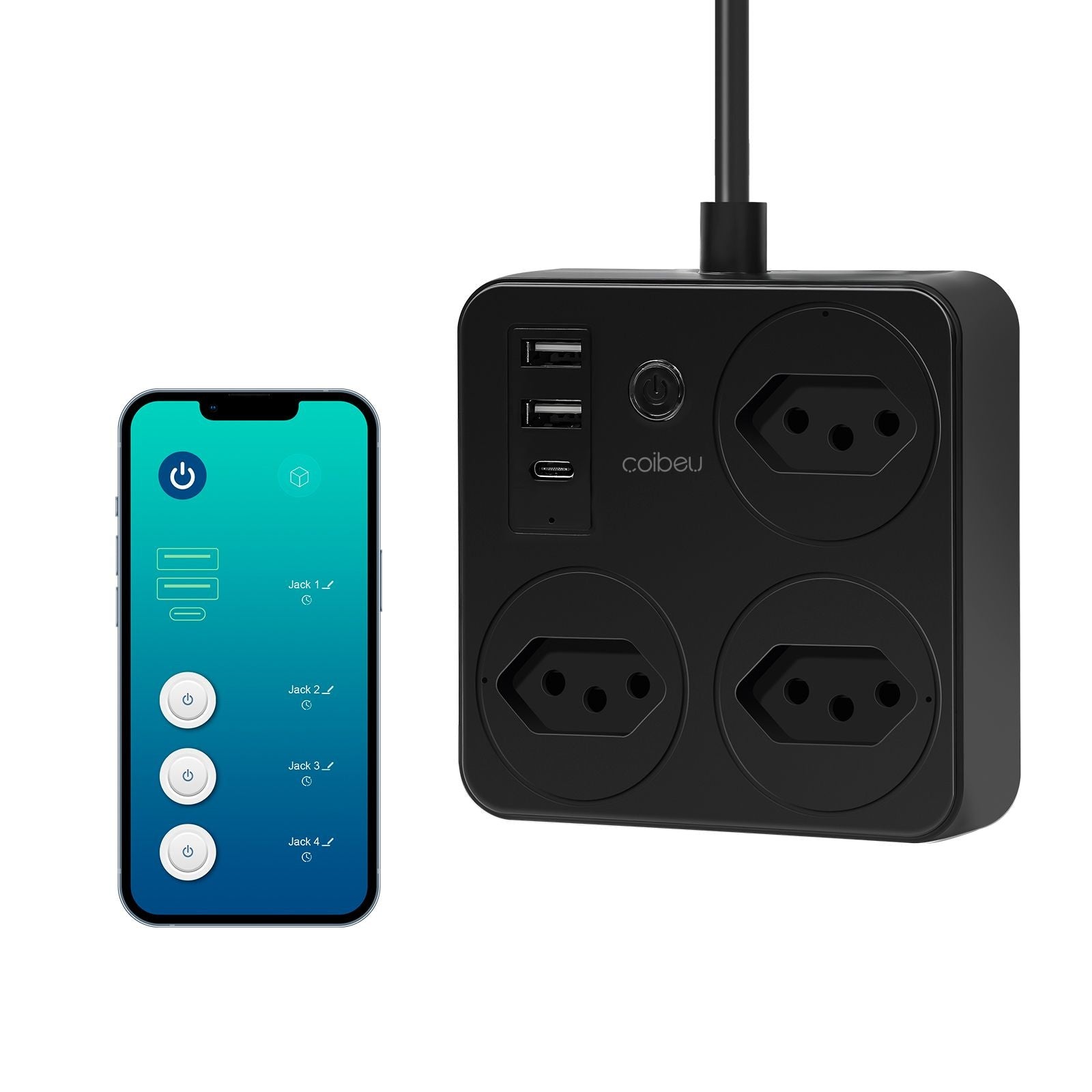 Régua de Tomadas com Extensão e Portas USB - 5M 110-220V Padrão Brasil