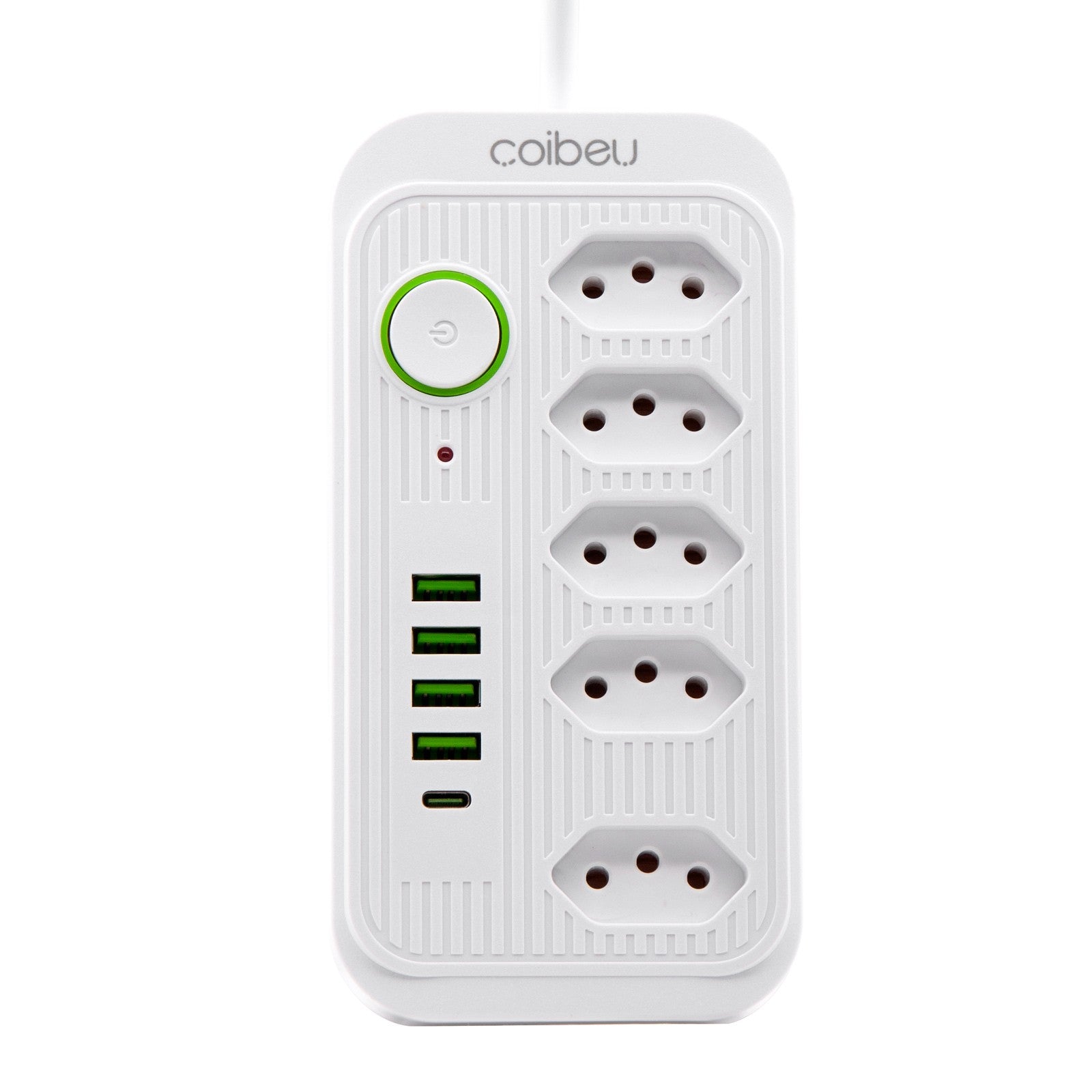 Régua de Tomadas com Extensão, 2 Metros, Compatível com 110-220V, Inclui Portas USB, Padrão Brasileiro.