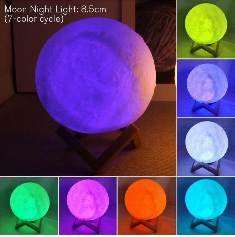 Luminária Lua Multicolorida com Luz Suave e Sofisticada
