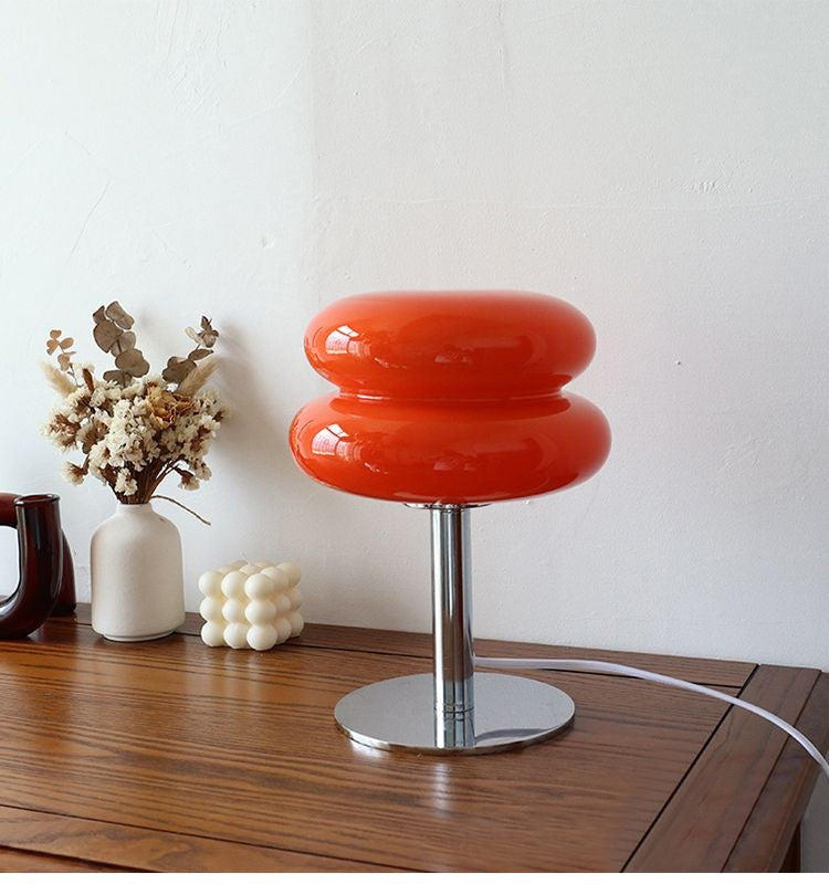 Abajur de Mesa de Vidro Macaron com Ajuste Tri Cromático e Proteção Ocular