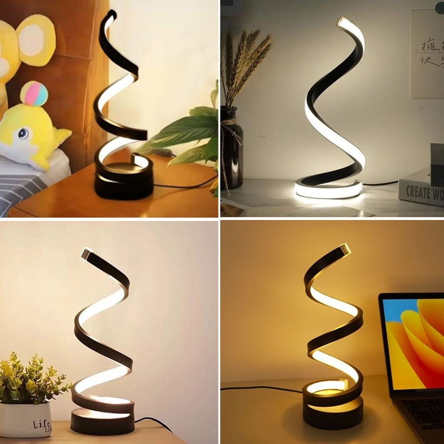 Luminária de Mesa LED Espiral Moderna com 3 Níveis de Brilho Reguláveis