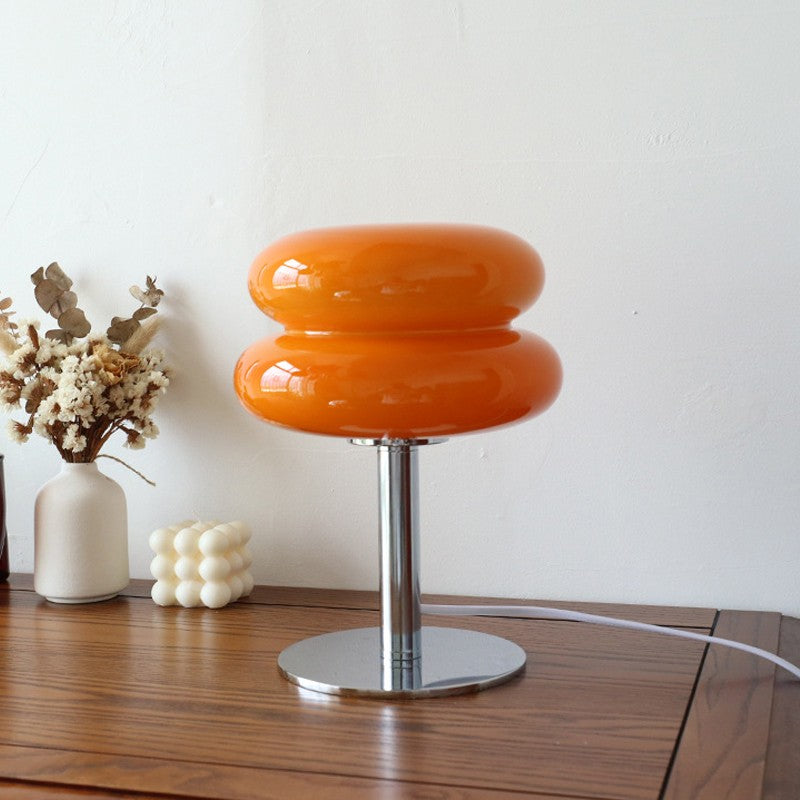 Abajur de Mesa de Vidro Macaron com Ajuste Tri Cromático e Proteção Ocular