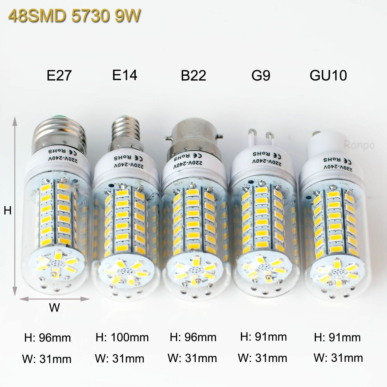 Lâmpada LED Tipo Milho 7W a 15W Super Brilhante