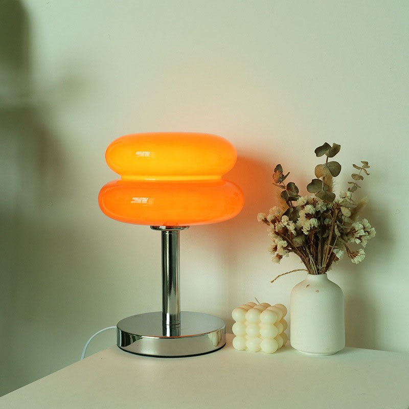 Abajur de Mesa de Vidro Macaron com Ajuste Tri Cromático e Proteção Ocular