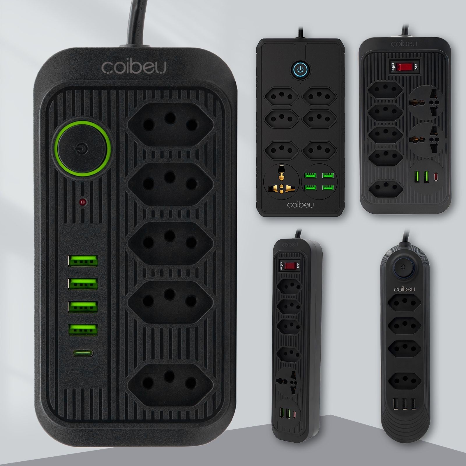 Régua de Tomadas com Extensão e Portas USB - 2M 110-220V Padrão Brasil