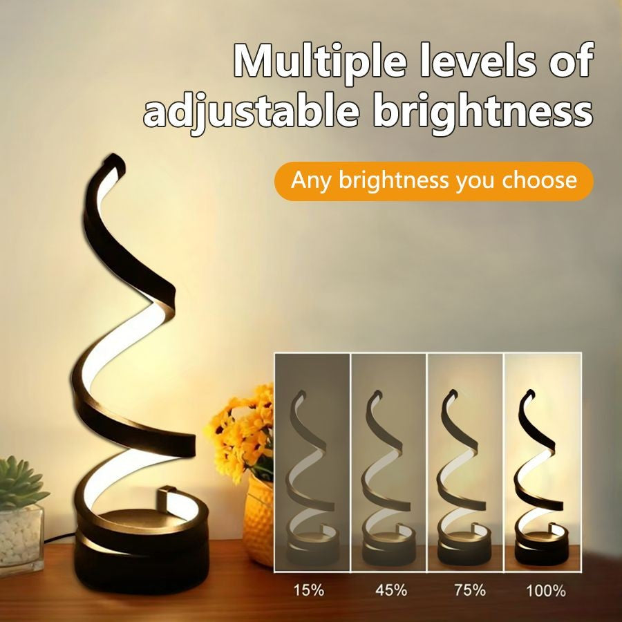 Luminária de Mesa LED Espiral Moderna com 3 Níveis de Brilho Reguláveis