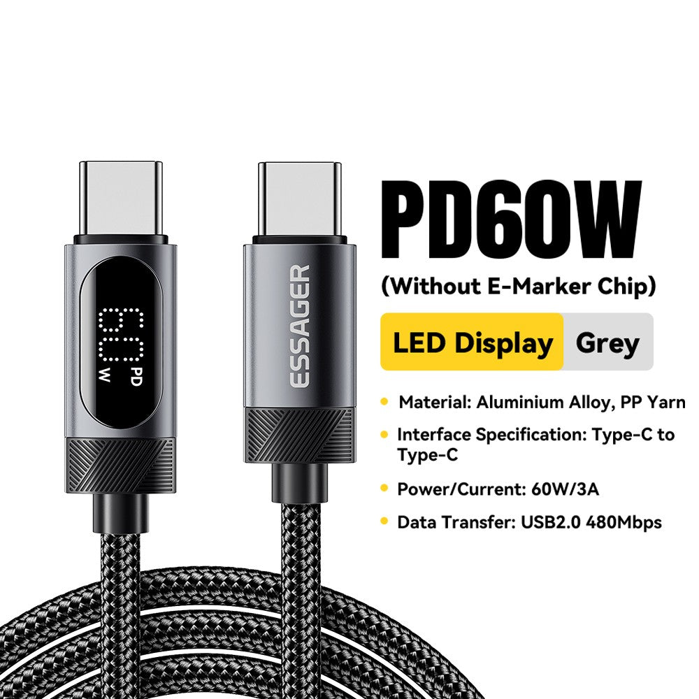 Cabo USB-C com Display 100W com Carregamento Rápido
