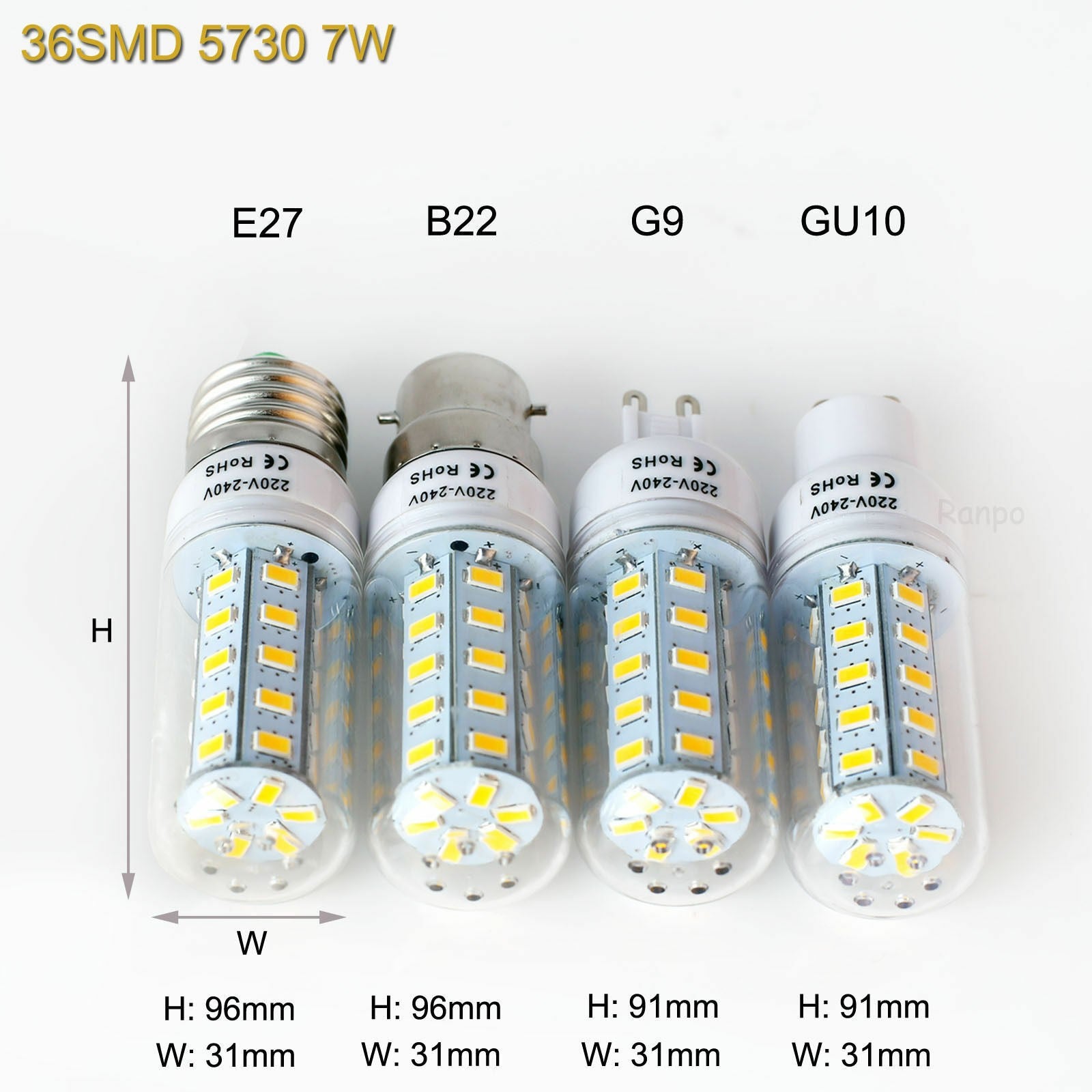 Lâmpada LED Tipo Milho 7W a 15W Super Brilhante