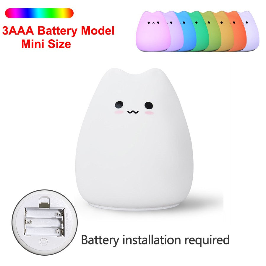 Luminária de Silicone Touch LED Gatinho para Bebês e Crianças - A