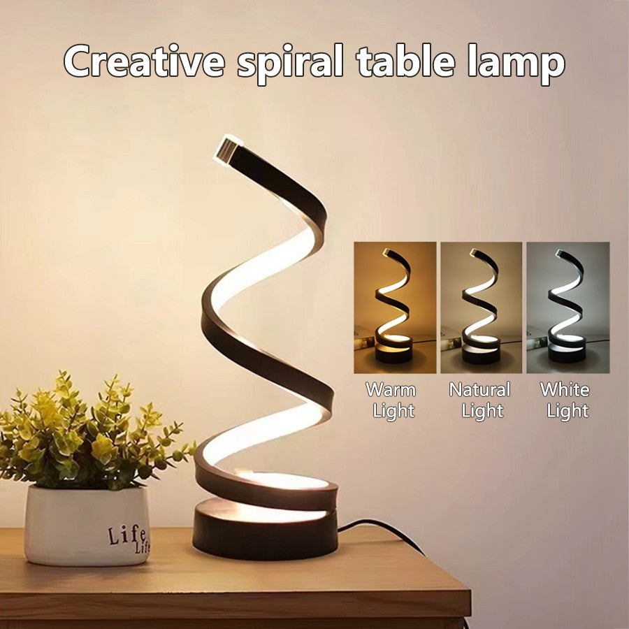 Luminária de Mesa LED Espiral Moderna com 3 Níveis de Brilho Reguláveis
