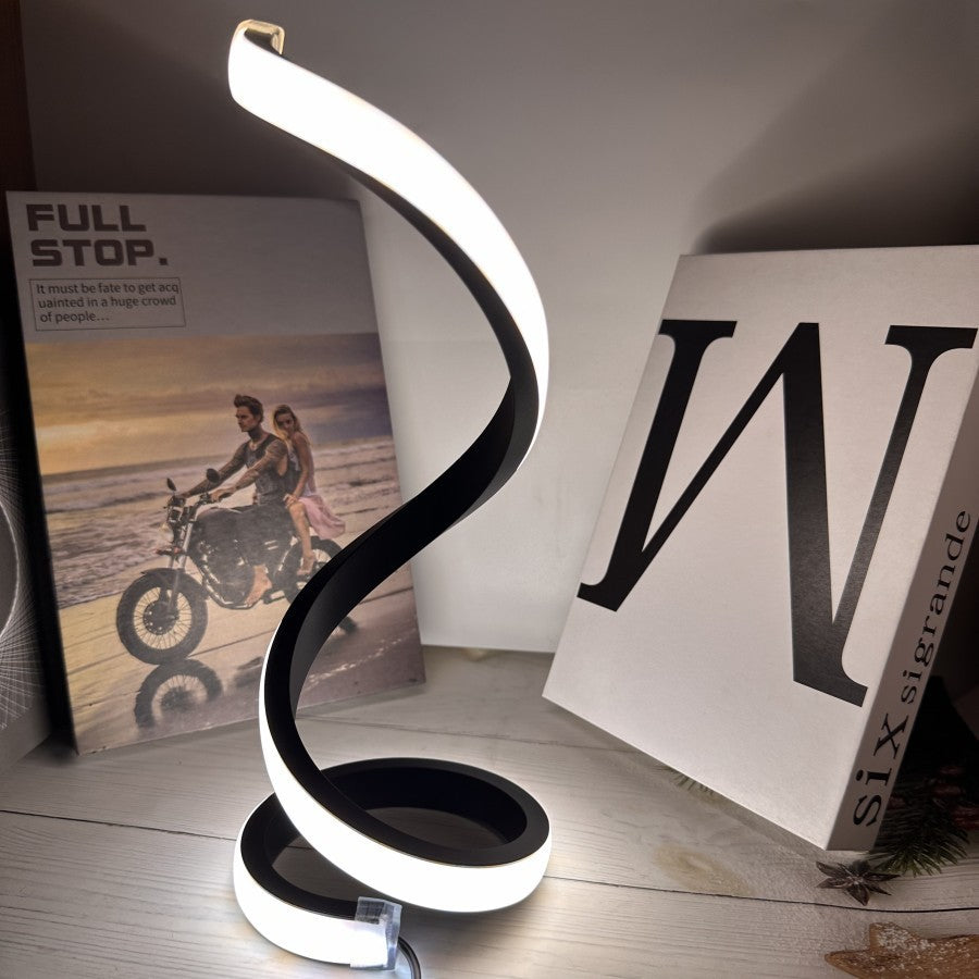 Luminária de Mesa LED Espiral Moderna com 3 Níveis de Brilho Reguláveis