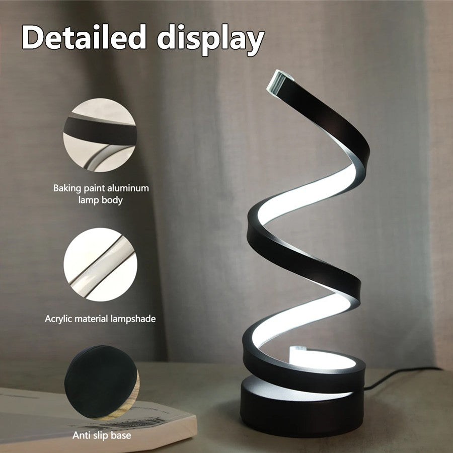 Luminária de Mesa LED Espiral Moderna com 3 Níveis de Brilho Reguláveis