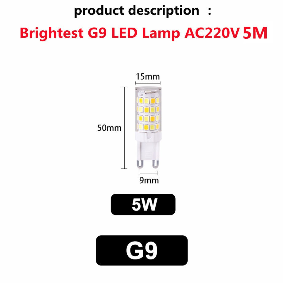 Lâmpada LED G9 Super Brilhante 3W 5W 7W Cerâmica AC220V Luz Quente ou Fria