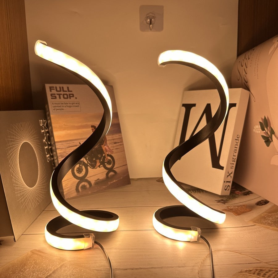 Luminária de Mesa LED Espiral Moderna com 3 Níveis de Brilho Reguláveis