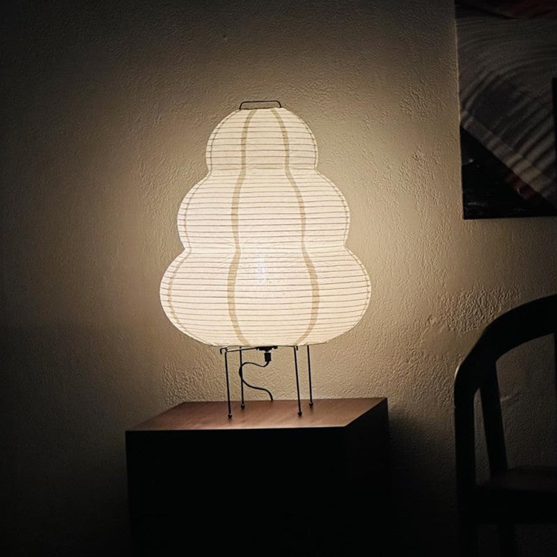 Luminária de Mesa LED Estilo Japonês com Papel de Arroz e 3 Níveis de Iluminação