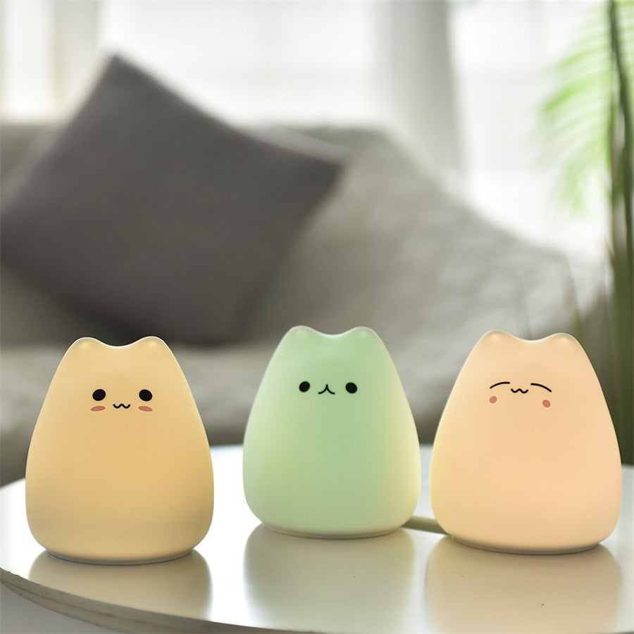 Luminária de Silicone Touch LED Gatinho para Bebês e Crianças - B